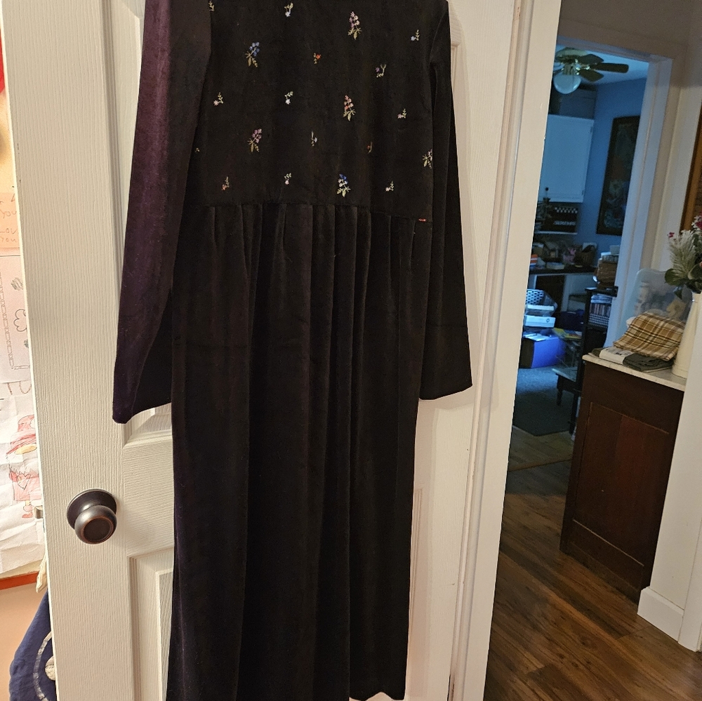 Black Velvet embroidered dress